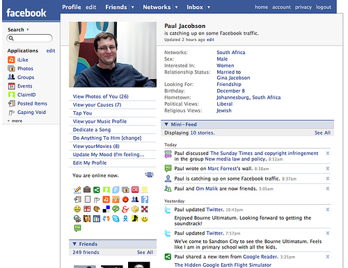 Here's an example of someone's Facebook page and some of the content you can include